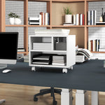 Support d'imprimante meuble de rangement bureau caisson 4 compartiments ouverts 40L x 30l x 36H cm blanc