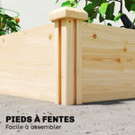 Carré Potager de jardin en Bois massif, Jardinière Surélevé avec séparateur, 235 x 121 x 26 cm, effet Bois Naturel