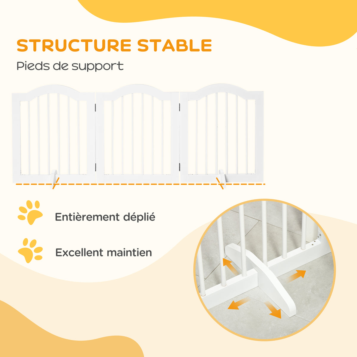 Lot de 2 barrières de sécurité barrière modulable pliable pour animaux de compagnie pied de support 154,5 x 61 cm blanc