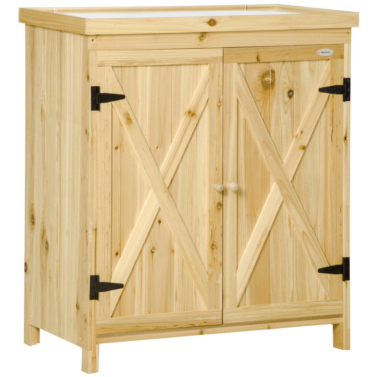 Armoire de jardin armoire de rangement de jardin plateau en métal galvanisé en bois massif 80 x 45 x 92 cm bois naturel
