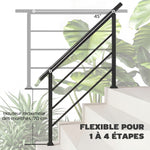 Rampe d'Escalier Extérieure pour 1 à 4 Marches, Main Courante Escalier en Métal avec Kit d'Installation, Noir