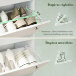 Meuble à Chaussures 32 Paires avec 4 Tiroirs Rabattables, Étagères Réglables, Moderne, 80 x 23,5 x 157 cm, Blanc
