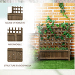 Jardinière avec treillis bac à fleurs jardinière sur pied 64 x 28 x 75 cm inserts d'irrigation bois massif