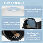 bac à litière pour chat pliable porte battante lucarne + pelle fournis noir blanc