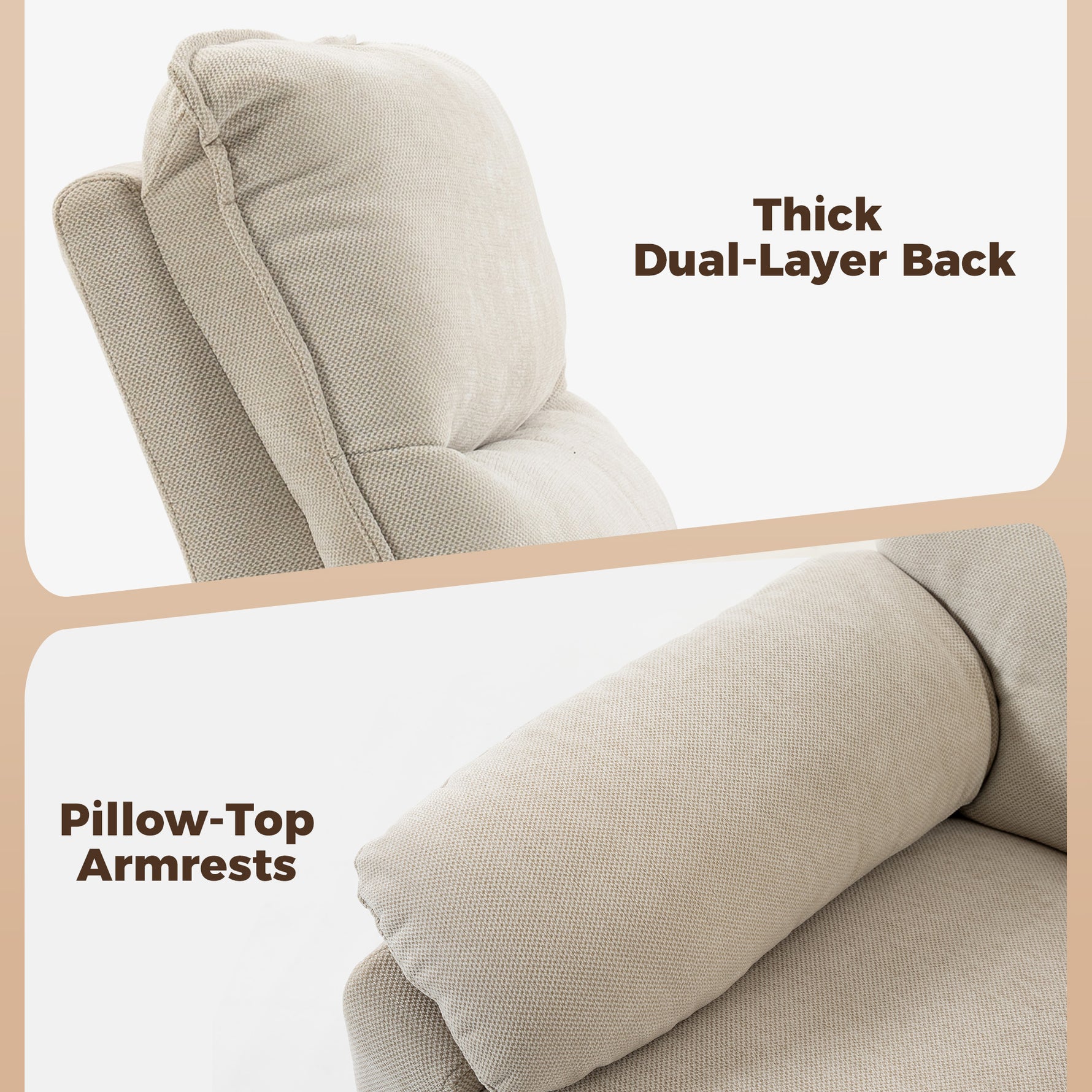 Fauteuil Releveur Électrique Massage et Chaleur Fauteuil Relax Électrique Chenille Ports USB Dossier Inclinable Crème