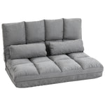 Chauffeuse 2 places canapé-lit convertible fauteuil de sol pliable dossier réglable 2 coussins inclus en polyester aspect suédé, pour salon, chambre et bureau, gris