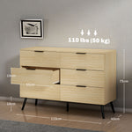 Commode 6 tiroirs Commode moderne pour chambre à coucher avec design anti-basculement 110L x 40l x 75H cm Aspect bois