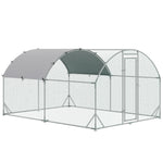 Grande voliera per polli 10,64 m² recinto recintato tetto anti-UV porta bloccabile 2,8 x 3,8 x 1,97 m argentato