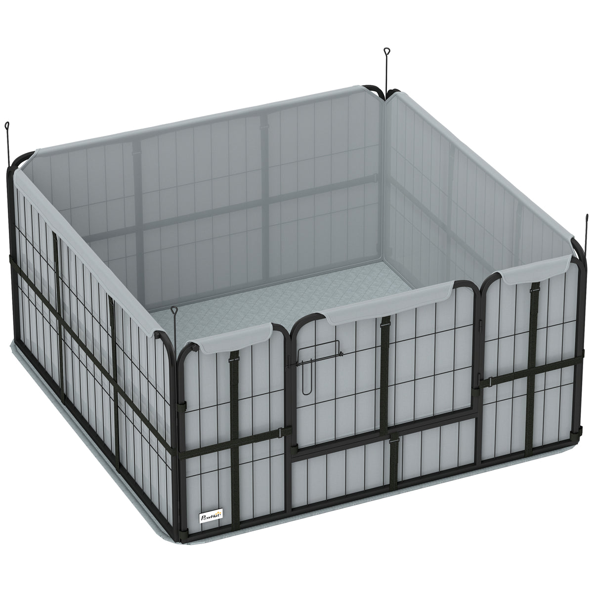 Parc de mise bas pour chien caisse de mise bas pour chiens avec porte tapis de propreté lavable 122 x 122 x 60 cm noir