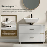 Meuble sous lavabo, meuble de salle de bain avec 2 tiroirs, style moderne, 80 x 30 x 60 cm, blanc