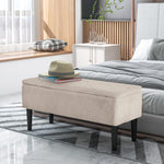 Banc de rangement coffre de rangement pieds en bois de caoutchouc 95 x 38 x 45 cm beige