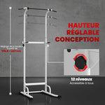Power tower dip barre de traction autoportante réglable en hauteur cadre acier 91,5 x 97,5 x 176,5-227 cm pour la maison