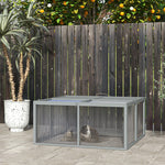 Clapier à lapins cage lapin pliable avec poignée dessus ouvrable pour 2 à 3 lapins cochons d'inde 110 x 105 x 50 cm gris