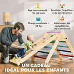 Triangolo da arrampicata per bambini 3 in 1, rampa bifacciale per arrampicarsi e scivolare, portata 50 kg, 147x64,5x63 cm, multicolore