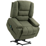 Fauteuil releveur relax électrique, fonction massage et chaleur, inclinaison réglable, repose-pied, télécommandes, vert