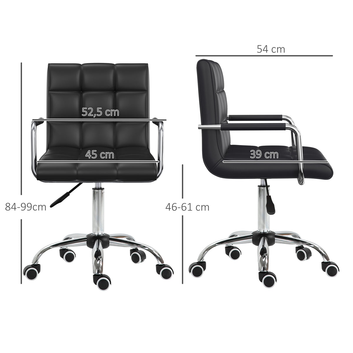 Chaise de bureau fauteuil manager pivotant hauteur réglable revêtement synthétique capitonné noir
