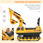 Porteur Enfant tractopelle 18-48 Mois Coffre klaxon Fonction pivotante Jaune