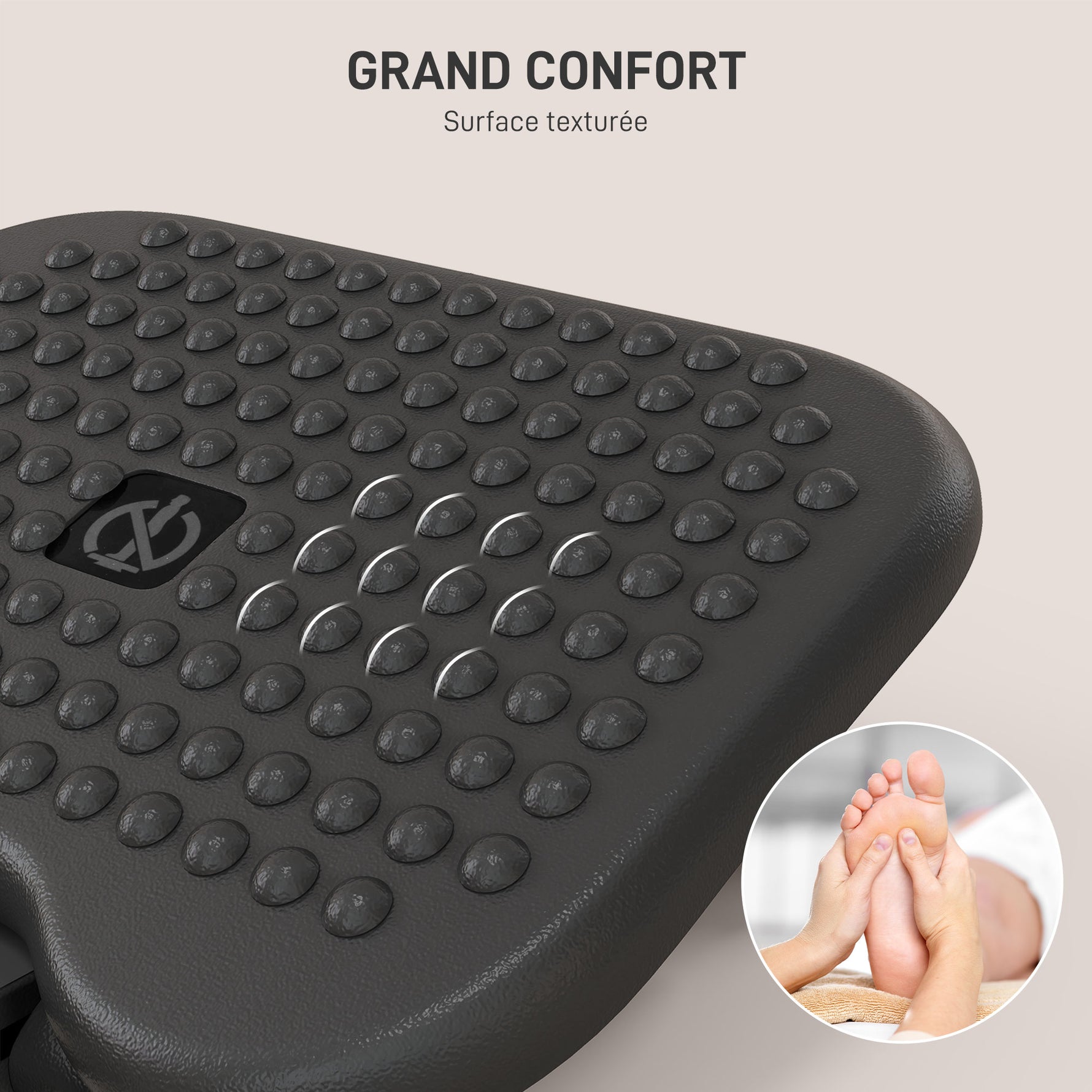Repose-pieds ergonomique de bureau hauteur et inclinaison réglables 46 x 35 cm noir