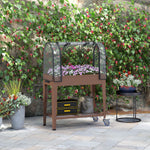 Jardinière surélevée avec bâche transparente, 2 roulettes et 1 étagère inférieure, dim. 80L x 40l x 120H cm