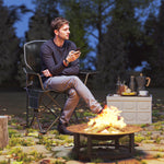 Chaise de camping pliante et portable avec porte-gobelets, poches latérales et sac de transport, noir