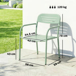 Lot de 2 Chaises de Jardin Salon de Jardin Empilable Résistant aux Intempéries avec Accoudoirs 56x58x78cm Vert
