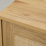 Woonkamerbuffet opbergmeubel met kasten met rotangdeuren en verstelbare plank, natuurlijk hout