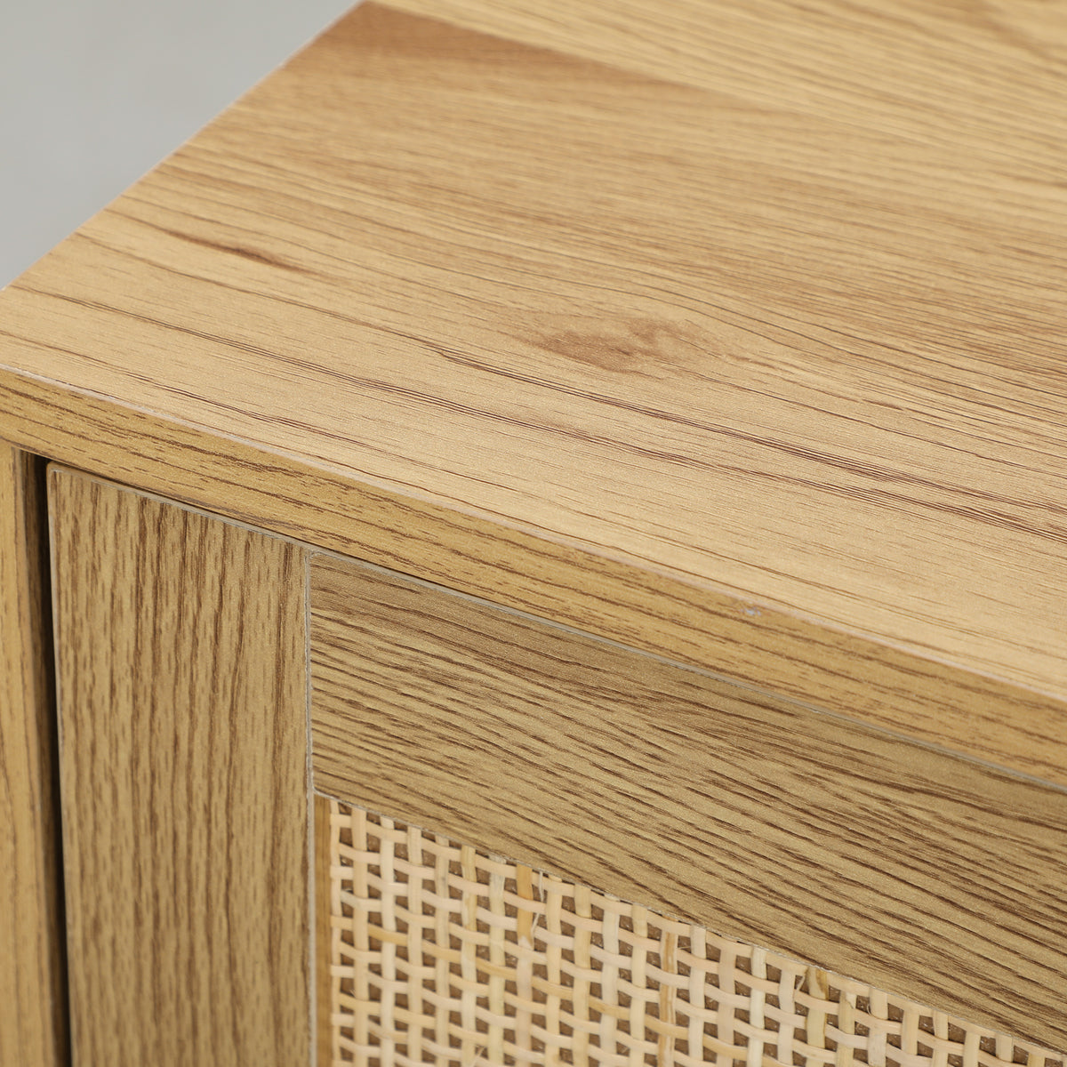 Woonkamerbuffet opbergmeubel met kasten met rotangdeuren en verstelbare plank, natuurlijk hout