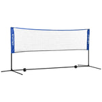 Filet de badminton, filet portable, hauteur ajustable 107-155 cm, avec sac de transport, cadre métallique, noir, bleu