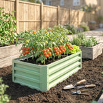 Carré Potager de Jardin Rectangulaire, Tôle d'Acier Ondulée, 120 x 60 x 30,5 cm, Vert