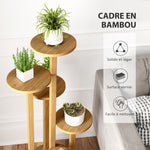Étagère à plantes en bambou étagères rondes à fleurs support de pots de fleurs 5 niveaux bois naturel