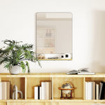 Miroir mural 80 x 60 cm avec étagère en bois, miroir rectangulaire moderne avec cadre en métal, noir