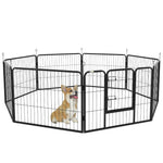 Luxe parc enclos modulable acier époxy porte verrouillable pour chiens, lapins, rongeurs, petits animaux, intérieur et extérieur 80 x 60 cm noir