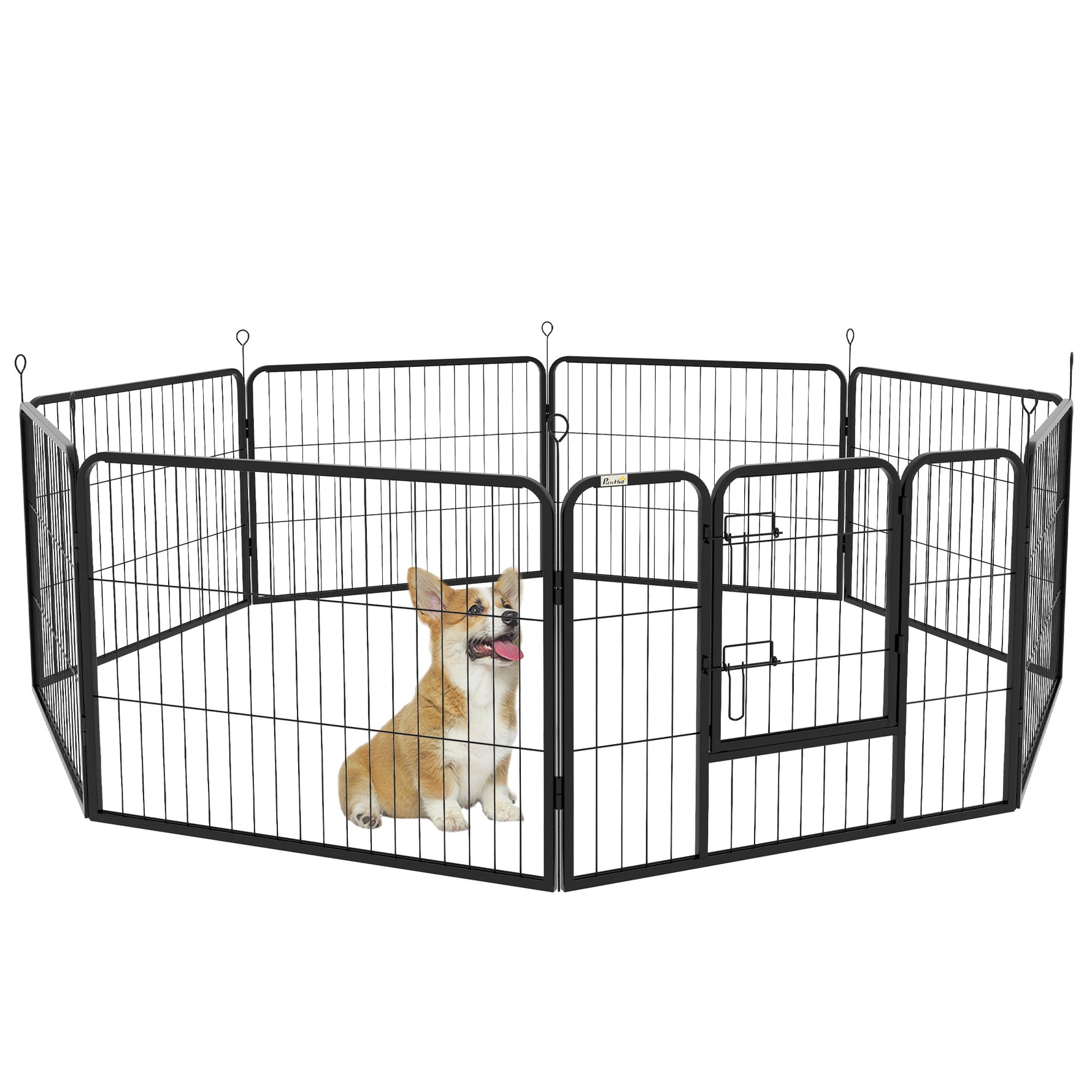 Luxe parc enclos modulable acier époxy porte verrouillable pour chiens, lapins, rongeurs, petits animaux, intérieur et extérieur 80 x 60 cm noir