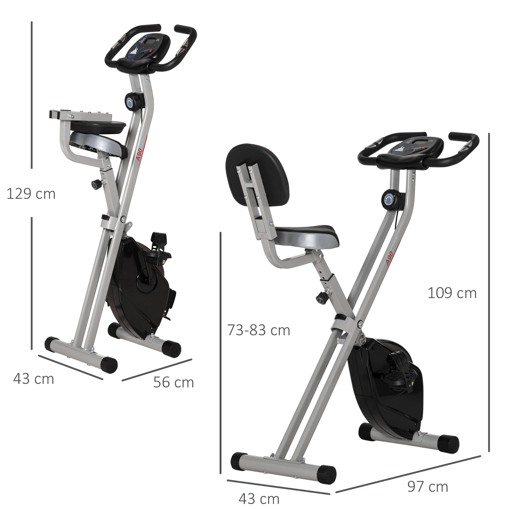 Vélo d'Appartement Pliable Magnétique Cardio-training - Sport Maison avec 8 Niveaux de Résistance et Roulettes - Silencieux Home Trainer avec Capteur de Pouls pour Fitness Homme et Femme, Noir