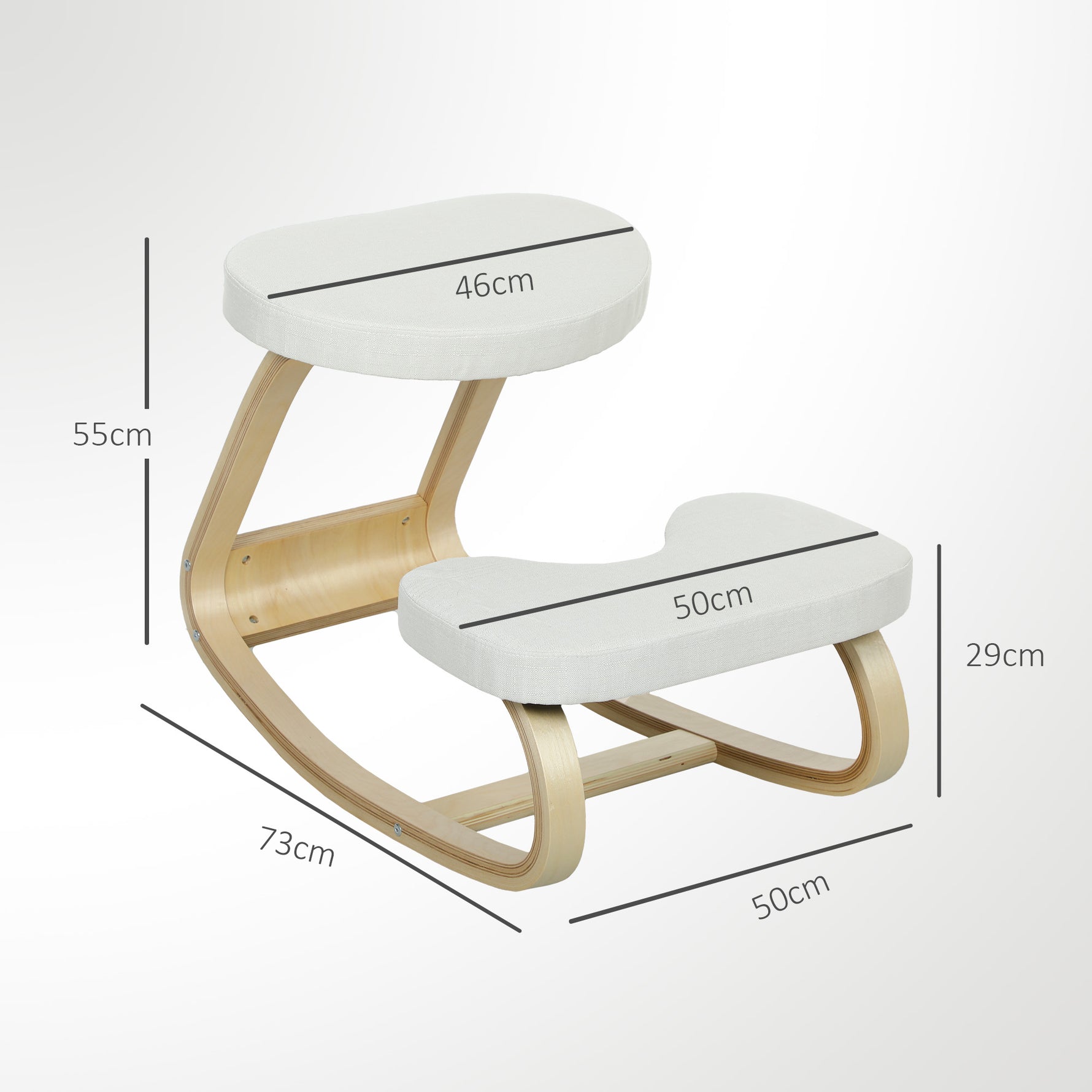 Siège assis genoux, siège ergonomique en bois à bascule, chaise à genoux pour bureau à domiciles, crème