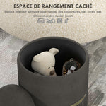 Pouf tabouret repose-pied coffre de rangement en velours côtelé 36 x 36 x 44 cm pour salon chambre gris-3
