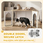 Cage pour Chien Meuble Cage Chien Intérieur Arche avec Double Porte comme Table d'Appoint en Métal 80x56x59cm Blanc