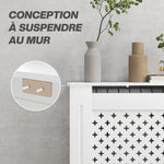 Couvercle de radiateur cache radiateur grille croisée pour salon chambre à coucher en bois 78l x 19P x 82H cm blanc