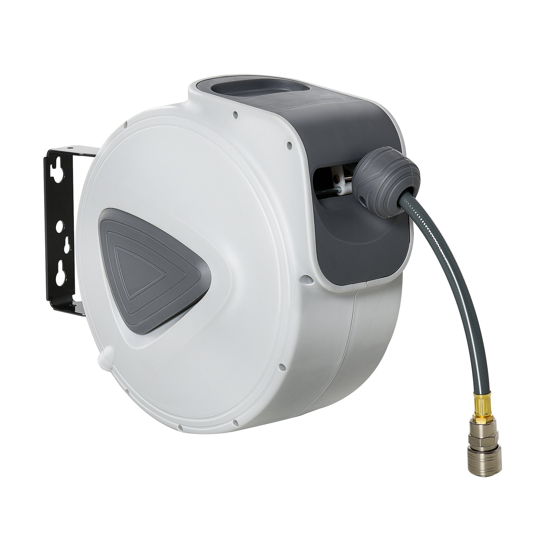 Enrouleur de Tuyau à Air Comprimé 20 m + 1,94 m, Dévidoir Automatique Ø Intérieur 3/8", 1/4" BSPT, Gris
