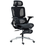 Ergonomischer Bürostuhl mit 4D-Armlehnen, verstellbarer Kopfstütze und Sitztiefe, Netzgewebe schwarz