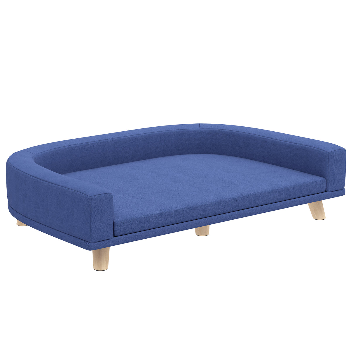 Txakur-sofa, txakur-ohe altxatua, kuxin garbigarria, egurrezko markoa, poliesterrezko ehuna, 98 x 67 x 25 cm, urdina