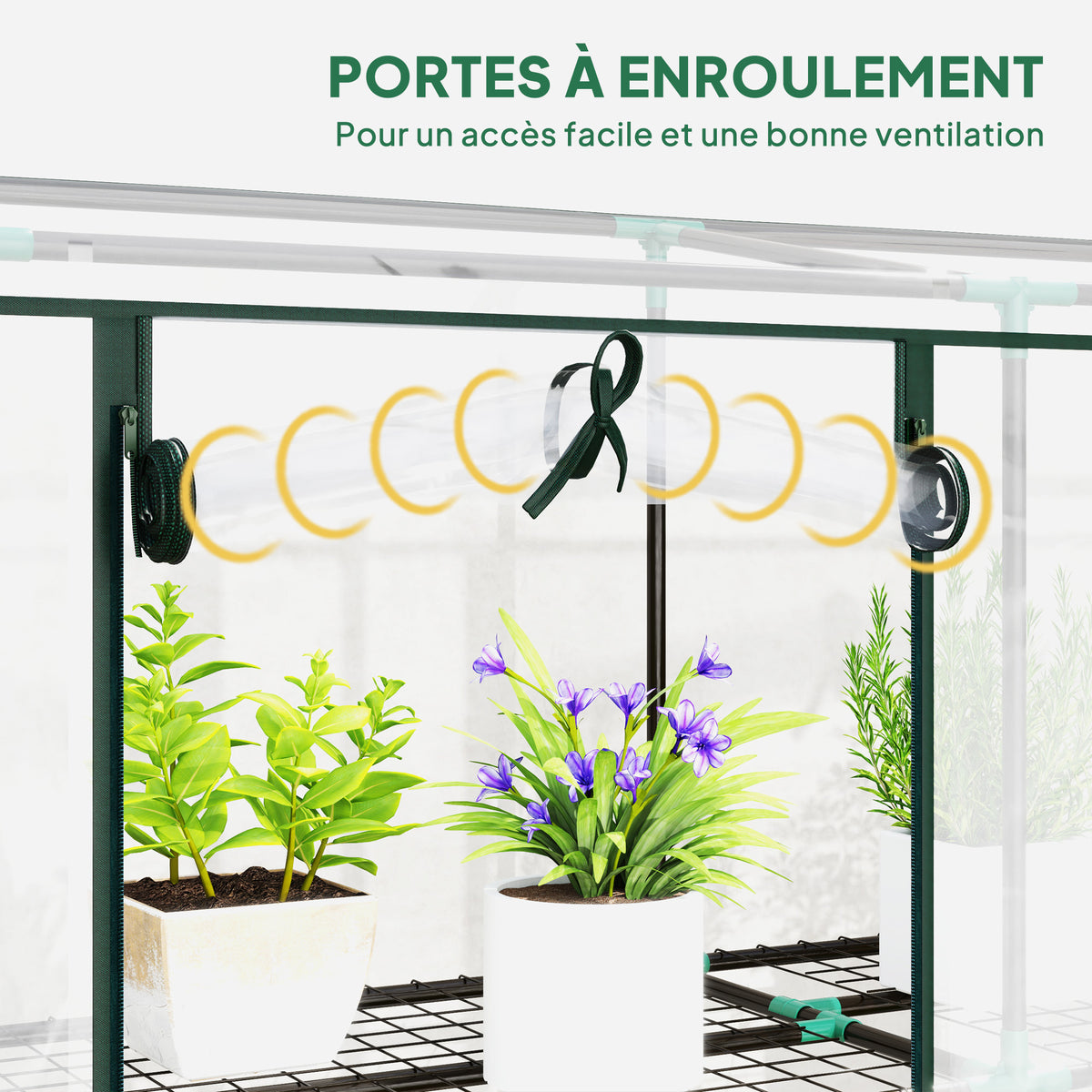 Serre de jardin avec étagères à 3 niveaux serre de balcon 3 portes enroulables zippées 215 x 46 x 151 cm transparent
