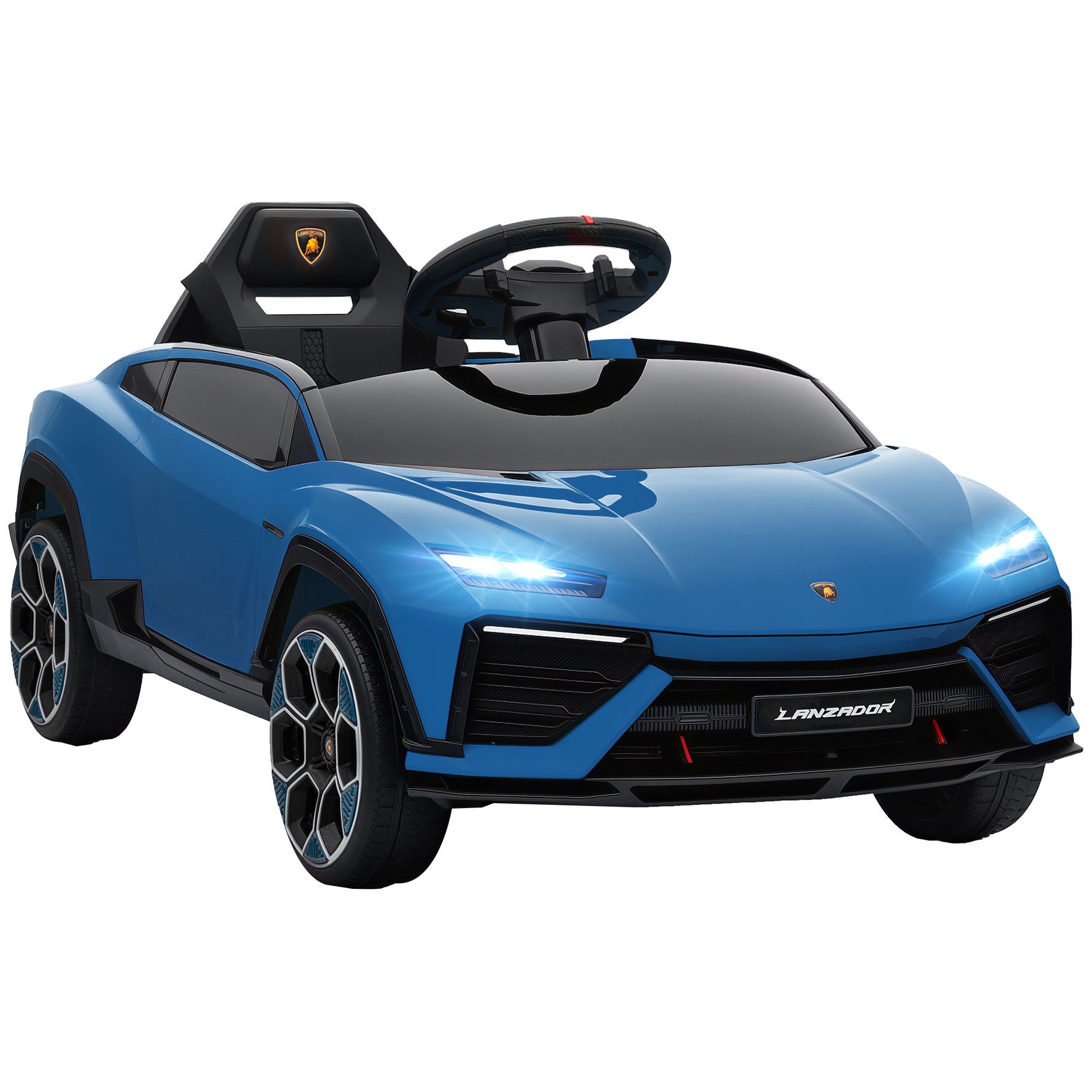 Voiture électrique enfant véhicule électrique Lamborghini 12V télécommande 2,4G et 2 moteurs vitesse max. 4 km/h bleu