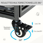 Cage pour chien pliable cage de transport sur roulettes 2 portes verrouillables plateau amovible dim. 94L x 58l x 69,5H cm métal gris noir