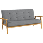 Canapé 3 places 154,5, canapé scandinave avec dossier capitonné, assise rembourrée et accoudoirs, gris
