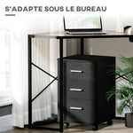 Caisson de Bureau Rangement Bureau sur Roulettes 3 Tiroirs Verrouillables 40 x 40 x 61,5 cm Noir