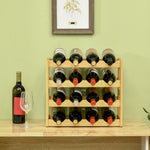 Range-bouteilles casier porte-bouteilles en bois de bambou 4 niveaux 16 bouteilles 43 x 23,5 x 38 cm bois naturel