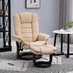 Poltrona relax reclinabile a 135°, grande comfort, girevole a 360° con poggiapiedi, rivestimento in PU beige