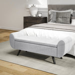 Banc de rangement 53,8L avec siège rembourré en lin et accoudoirs, pour salon, chambre, entrée, 132 x 42 x 50 cm, gris
