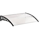 Auvent de porte d'entrée toit marquise en polycarbonate protection contre pluie neige UV 0,9 x 1,5 m, transparente